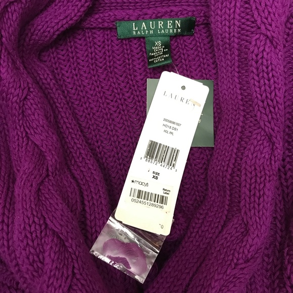 NWT Lauren by Ralph Lauren Bright Purple Cotton Sweater XS - Picture 14 of 14